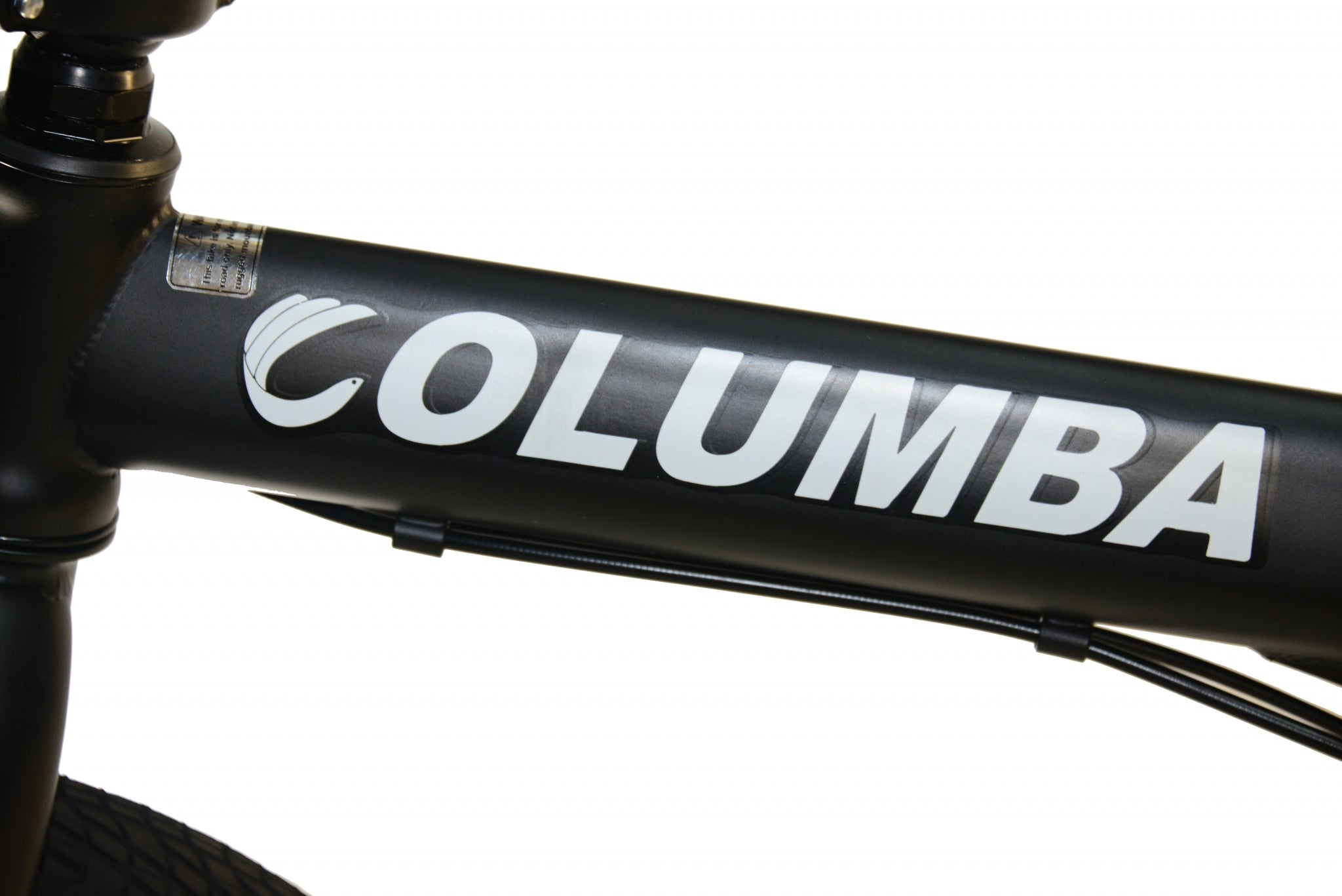 Tube of a black folding bicycle.