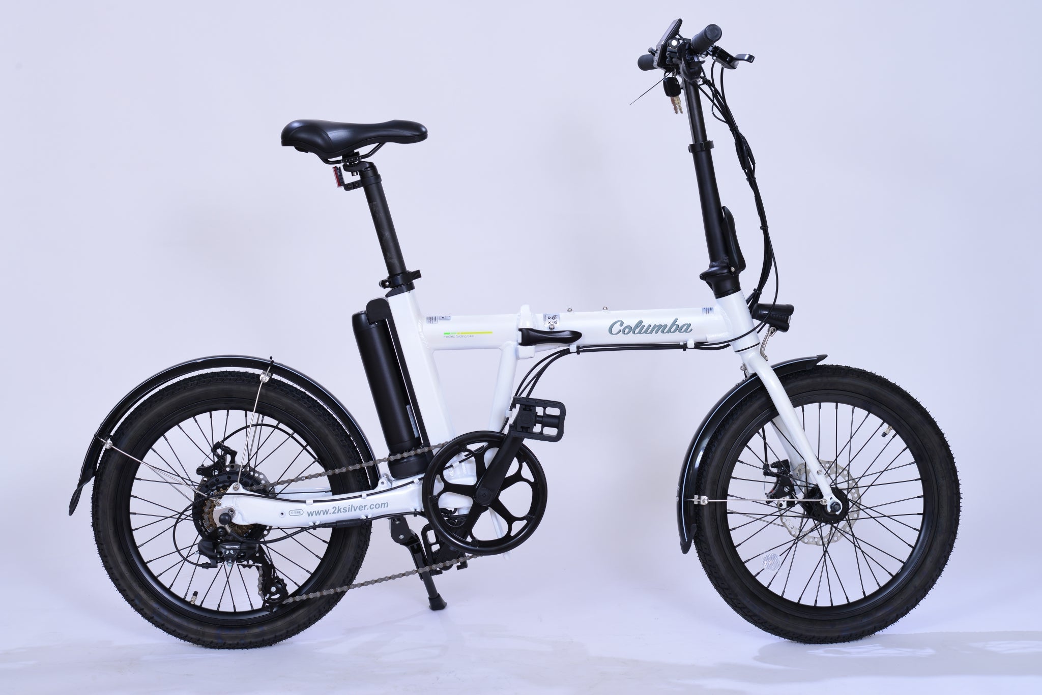 lightweight folding electric bicycle Columba Electric Folding Bike 20 Inch alloy frame 7 speed, 36v, 350w, White (fd20e)